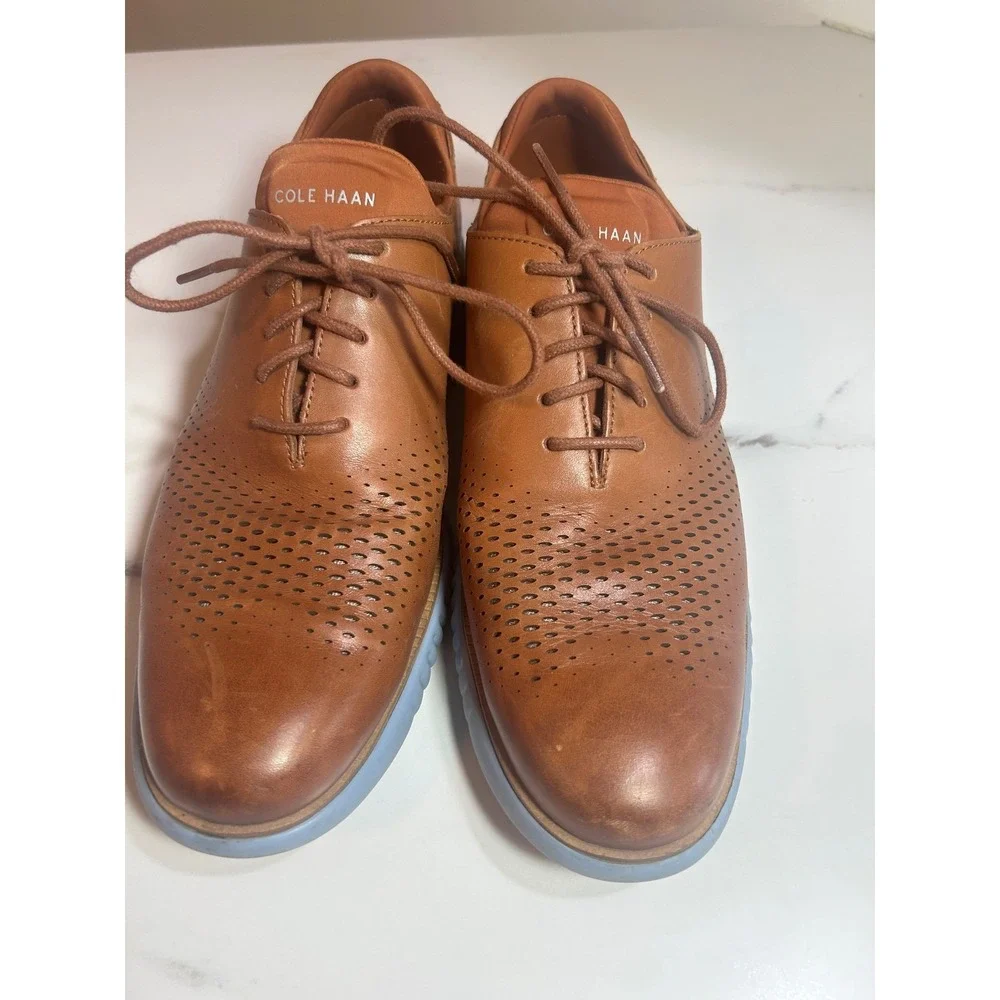 Cole Haan Zerogrand Wingtip Oxford Mens 10.5M British Tan Leather C38783